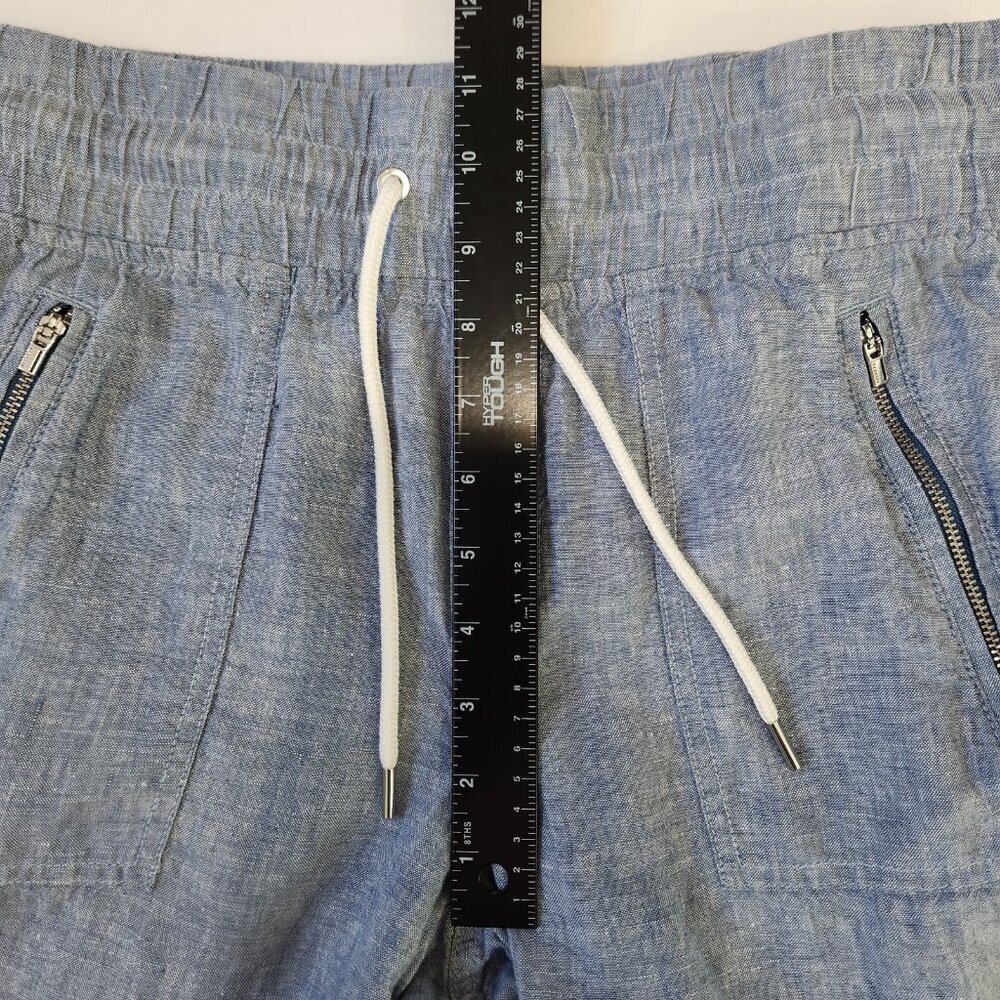 Athleta Cabo 100% Linen Jogger‎ Pants Womens 6 Blue Pull On Casual High Rise - Picture 5 of 10